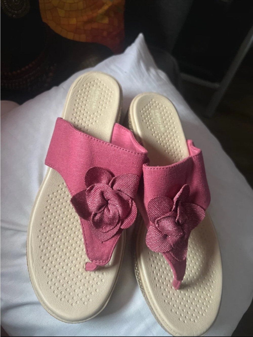 Women's Pink Floral Thong Sandals
